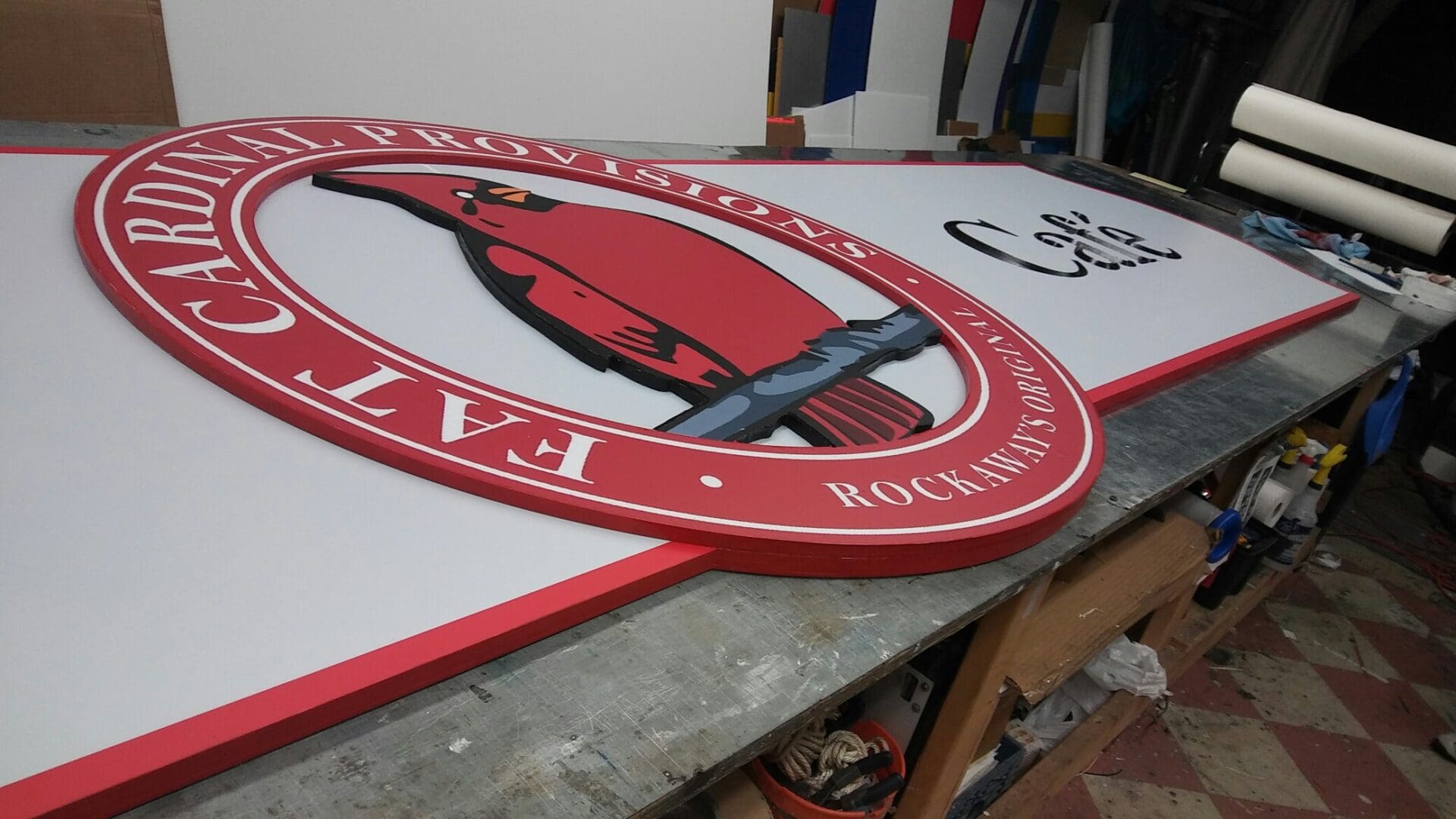 Large oval sign for 